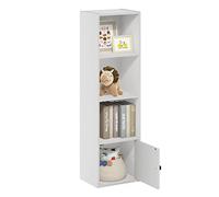 Furinno Luder Libreria a 4 Ripiani con Armadio a 1 Anta, Bianco, 4-Tier