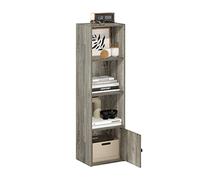 Furinno Luder Libreria a 4 Ripiani con Armadio a 1 Anta, Quercia Francese, 4-Tier