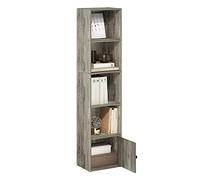 Furinno Luder - Libreria a 5 ripiani con 1 anta in rovere francese