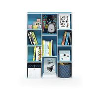 Furinno Luder Libreria reversibile a 11 cubi con scaffale aperto, Bianco/azzurro
