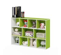 Furinno Luder Libreria reversibile a 11 cubi con scaffale aperto, Bianco/Verde