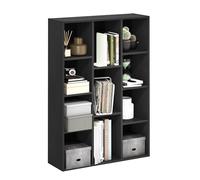 Furinno Luder Libreria reversibile a 11 cubi con scaffale aperto, Legno Nero