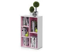 Furinno Luder Scaffale aperto reversibile a 5 cubi, Bianco/rosa