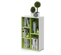 Furinno Luder Scaffale aperto reversibile a 5 cubi, Bianco/verde