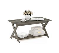 Furinno Modern Simplistic Tavolino da caffè con gambe incrociate, rovere francese