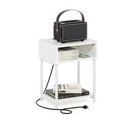 Furinno Moretti - Tavolino USB e tipo C, 30 x 40 cm (larghezza) x 40 cm, bianco/bianco