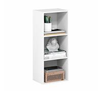 Furinno PASIR - Libreria a 3 cubi, libreria a 3 cubi, scaffale aperto, retro chiuso, facile da montare, per casa, ufficio, soggiorno, bianco tinta unita