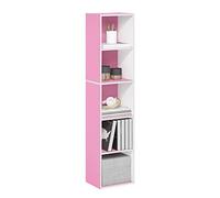 Furinno Pasir Libreria a 5 ripiani aperti, rosa/bianco