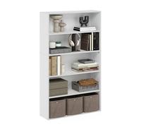 Furinno PASIR Libreria A 5 Ripiani, Libreria Con Ripiano Aperto, Per Soggiorno, Camera Da Letto, Ufficio Domestico, Bianco