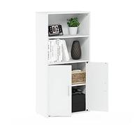 Furinno Pasir Libreria portaoggetti con 2 ripiani aperti e 2 ante, Bianco