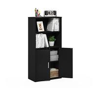 Furinno Pasir Libreria portaoggetti con 2 ripiani aperti e 2 ante, Rovere Nero