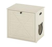Furinno Peli Recinto per lettiera per gatti piccolo con porta singola, Lavaggio Bianco