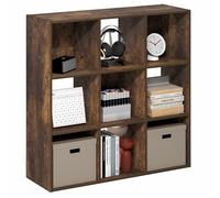 Furinno PELLI Libreria a 9 cubi, 3 x 3 cubi, organizer per libri, 11,7 x 35,3 x 35,4, per organizzazione e stoccaggio, per soggiorno, camera da letto, ufficio domestico, pino ambrato