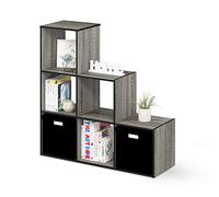 Furinno Pelli Scaffale Portaoggetti, Legno, Grigio/Nero, 30 x 92.51 x 91.11 cm
