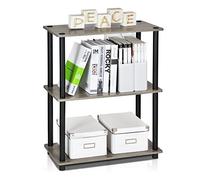 Furinno Scaffale Multifunzione con ripiani French Oak Grey/Black Tubi tondi
