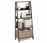 Furinno Scaffale per libri a scala, a 5 ripiani, design a telaio aperto, 13 x 23,6 x 53,5 cm, per soggiorno, casa, ufficio, pino ambrato