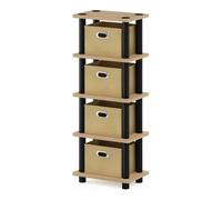 Furinno Scaffali senza Attrezzi, Legno, Oak/Black/Light Brown