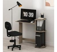 Furinno Scrivania compatta per computer da 73 cm, scrivania da gioco con ripiani, scrivania da ufficio con ripiano per libri, per casa, ufficio, studio, dormitorio, camera da letto, rovere grigio