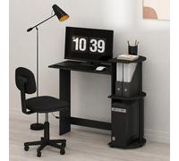 Furinno Scrivania compatta per computer da 73 cm, scrivania da gioco con ripiani, scrivania da ufficio con ripiano per libri, per casa, ufficio, sala studio, dormitorio, camera da letto, Dark