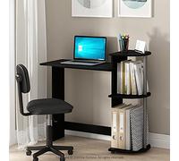 Furinno Scrivania compatta per computer da 73 cm, scrivania da gioco con ripiani, scrivania da ufficio con ripiano per libri, per casa, ufficio, sala studio, dormitorio, camera da letto, nera