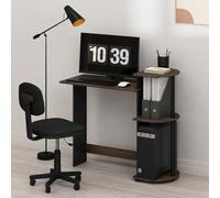 Furinno Scrivania compatta per computer rustica da 73 cm, scrivania da gioco con ripiani, scrivania da ufficio con ripiano per libri, per casa, ufficio, sala studio, dormitorio, camera da letto, noce