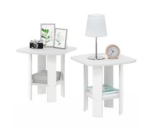Furinno Simple Design End Table, bianco, set di 2