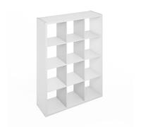 Furinno SIMPLE Organizer Cubo, Mensola 12 Cubi, Mensola Aperta Posteriore, Scaffali, Telaio Extra Spesso, per Organizzazione e Storage, Soggiorno, Studio, Bianco