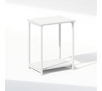 Furinno SIMPLISTIC Comodino, comodino a 2 livelli con ripiano aperto e struttura in metallo, comodino, tavolino da salotto, tavolino laterale, per camera da letto, soggiorno, Bianco