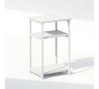 Furinno SIMPLISTIC Comodino, comodino a 3 livelli con ripiano aperto e struttura in metallo, comodino, tavolino da salotto, tavolino laterale, per camera da letto, soggiorno, Bianco