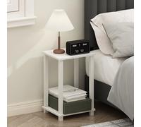 Furinno SIMPLISTIC Comodino, piccolo comodino a 2 livelli con ripiano aperto, comodino con montaggio senza attrezzi, tavolino da salotto, tavolino laterale, per camera da letto, soggiorno, Bianco