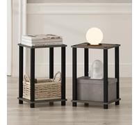 Furinno SIMPLISTIC Night Stand Set of 2, Comodini Piccoli a 2 Livelli con Ripiani Aperti, Tavolino da Letto con Montaggio Senza Attrezzi, per Camera da Letto, Soggiorno, French Oak