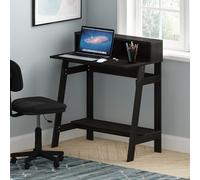 Furinno SIMPLISTIC - Scrivania per computer da 81,3 cm, piccola, rettangolare, con mensola, per casa, ufficio, camera da letto, studio, colore: nero caffè