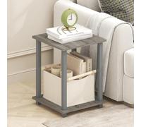 Furinno SIMPLISTIC Set di 2 Tavolini Laterale, Tavolino da Notte, Comodino, Tavolino da Comodino, per Soggiorno, Camera da Letto, Rovere Grigio