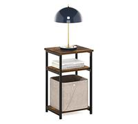 Furinno Solo Tavolo terminale con Struttura in Metallo con Ripiani portaoggetti, Legno ingegnerizzato, Pino Ambra, 1-Confezione