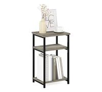 Furinno Solo Tavolo terminale con Struttura in Metallo con Ripiani portaoggetti, Legno ingegnerizzato, Quercia Francese, 1-Confezione