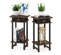 Furinno Tavolino con Cassetto, MDF, Legno Composito, Noce Columbia/Nero, Taglia Unica, 2 unità