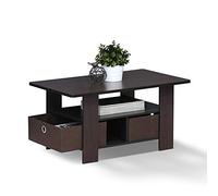 Furinno Andrey Tavolino da caffè con Cassetto, Noce, Dark Walnut, 39.62 x 48.01 x 80.01 cm
