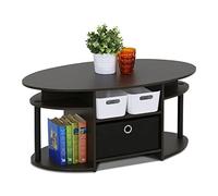 Furinno Tavolino Ovale con Cestino, Noce, Walnut, Basso