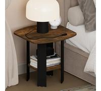 Furinno TIDUR 2 livelli Comodino con design a aperto e portaoggetti con angoli arrotondati, tavolino d’appoggio, tavolino laterale, per camera da letto, guardaroba, soggiorno, Pino ambrato