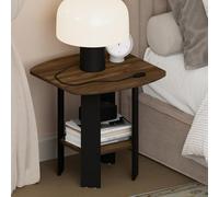 Furinno TIDUR 2 livelli Comodino con design a aperto e portaoggetti con angoli arrotondati, tavolino d’appoggio, tavolino laterale, per camera da letto, guardaroba, soggiorno, Noce Columbia