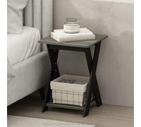 Furinno TIDUR Comodino, comodino con ripiano aperto e gambe a X, comodino con gambe incrociate, tavolino da salotto, tavolino laterale, per camera da letto, soggiorno, Rovere francese