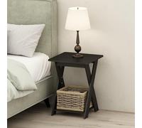 Furinno TIDUR Comodino, comodino con ripiano aperto e gambe a X, comodino con gambe incrociate, tavolino da salotto, tavolino laterale, per camera da letto, soggiorno, Espresso
