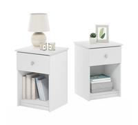 Furinno Tidur Comodino con Un cassetto, Legno ingegnerizzato, Bianco, Set di 2, 2 unità