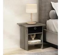 Furinno TIDUR Night Stand, Comodino con Angoli Arrotondati e Contenitore, Tavolino da Letto, Tavolino Laterale con Ripiano, per Camera da Letto, Soggiorno, French Oak