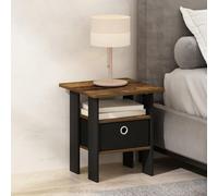 Furinno TIDUR Night Stand, Comodino con Ripiani Aperti e Contenitore, Tavolino da Letto, Tavolino Laterale, per Camera da Letto, Soggiorno, Amber Pine