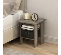 Furinno TIDUR Night Stand, Comodino con Ripiani Aperti e Contenitore, Tavolino da Letto, Tavolino Laterale, per Camera da Letto, Soggiorno, French Oak