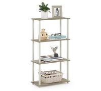 Furinno Turn-N-Tube 4-Tier Scaffali Senza Attrezzi, Legno, Rovere Sonoma (Sonoma Oak/White), 29.46 x 29.46 x 109.85 cm