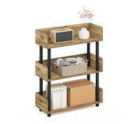 Furinno Turn-N-Tube - Espositore a 3 ripiani, senza attrezzi, in rovere Flagstaff, colore: Nero