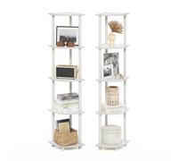 Furinno Turn-N-Tube Espositore angolare a 5 ripiani Scaffale multiuso, Bianco/Bianco, Set di 2