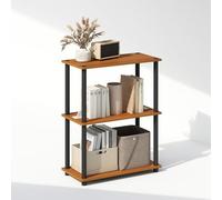 Furinno Turn-N-Tube Espositore compatto multiuso a 3 ripiani, scaffalatura, libreria, Ciliegio Chiaro